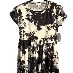 Abound Womens Black & White Tie-Dye Short Sleeve Dress S